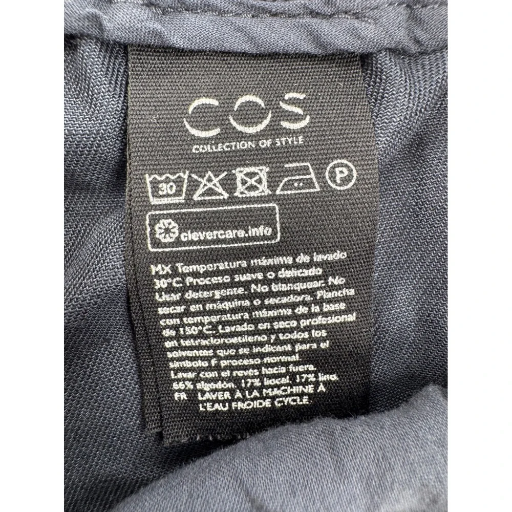 COS Navy Blue Cotton Linen Lyocell Drawstring Pull On Trousers Size 12 0721226 3